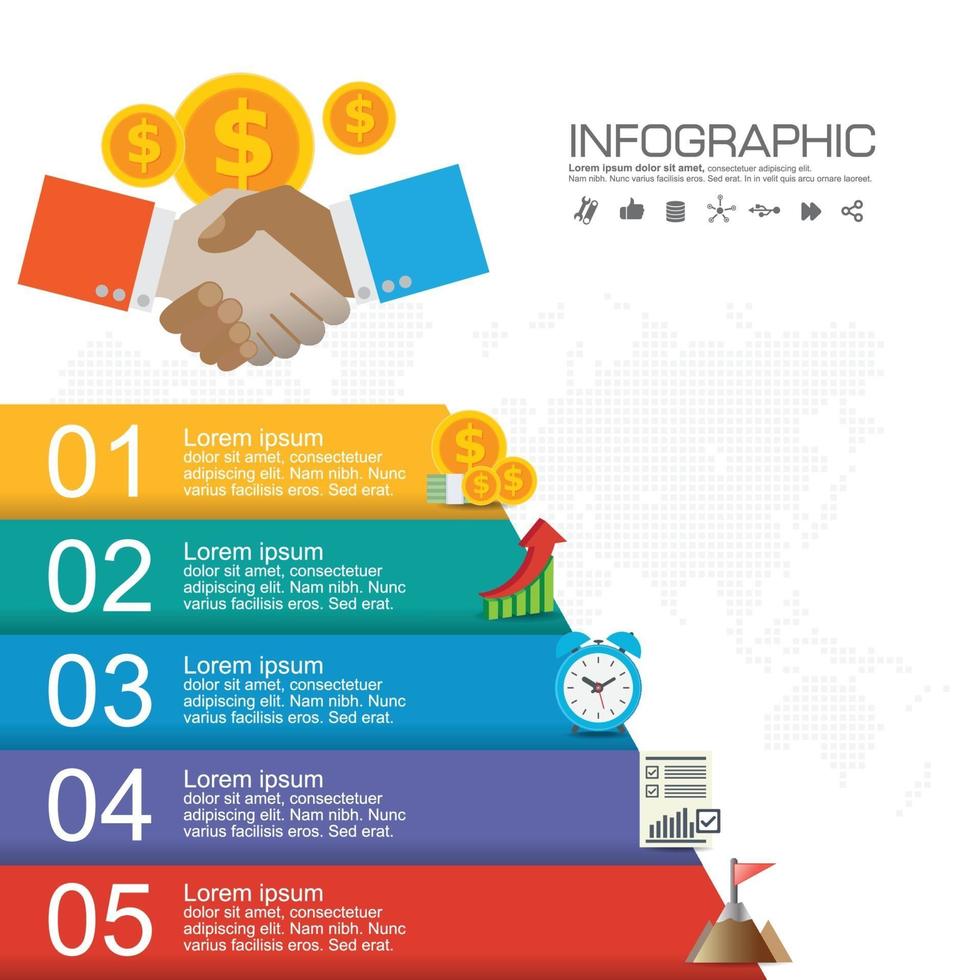 Plantilla de infografía empresarial con 5 opciones o pasos. vector