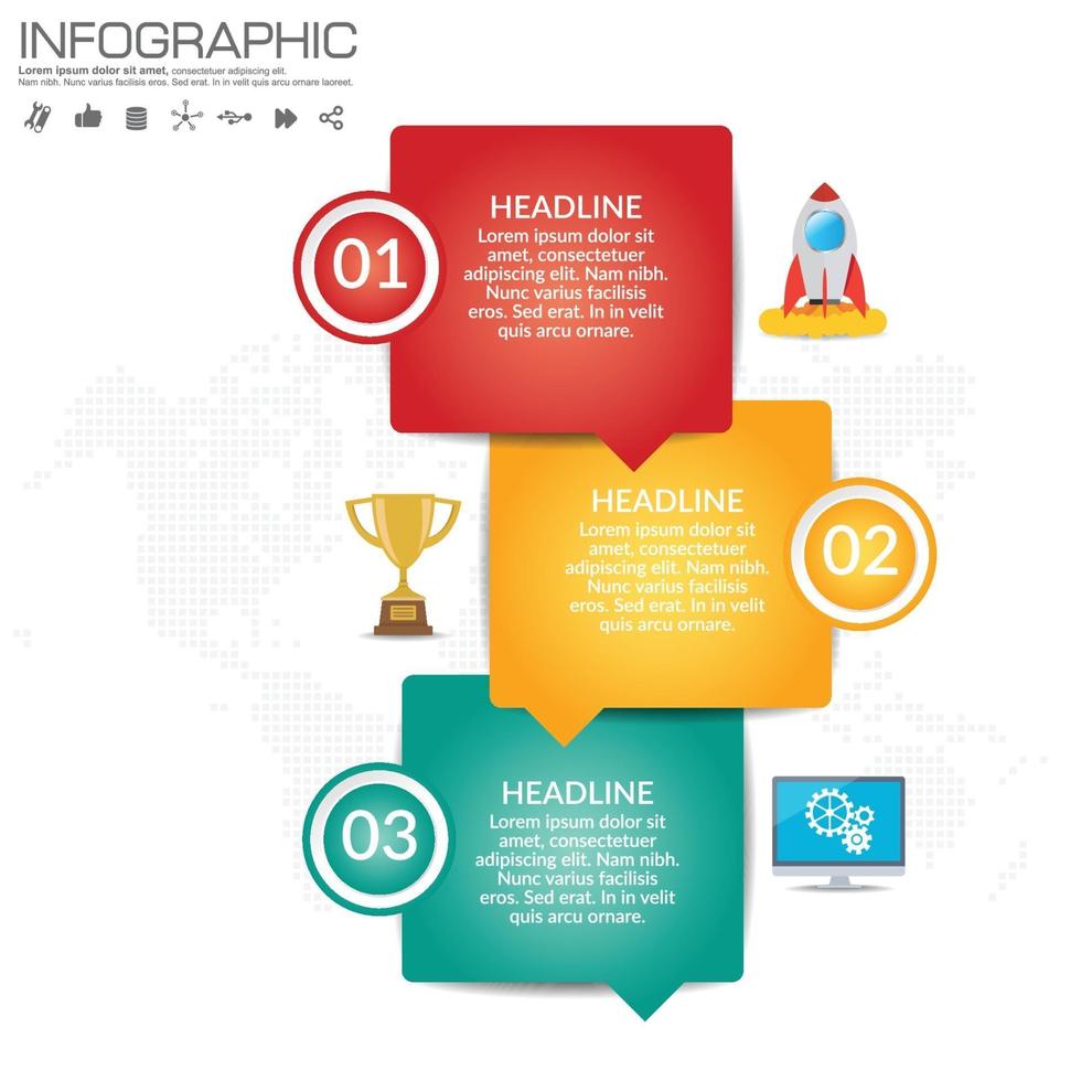 Business Infographic template with 3 options or steps. vector