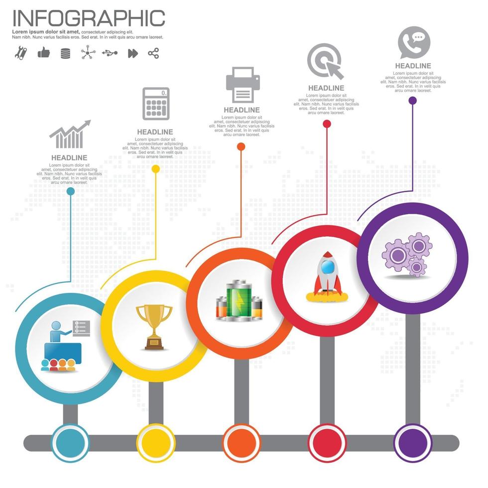 Business Infographic template with 5 options or steps. vector