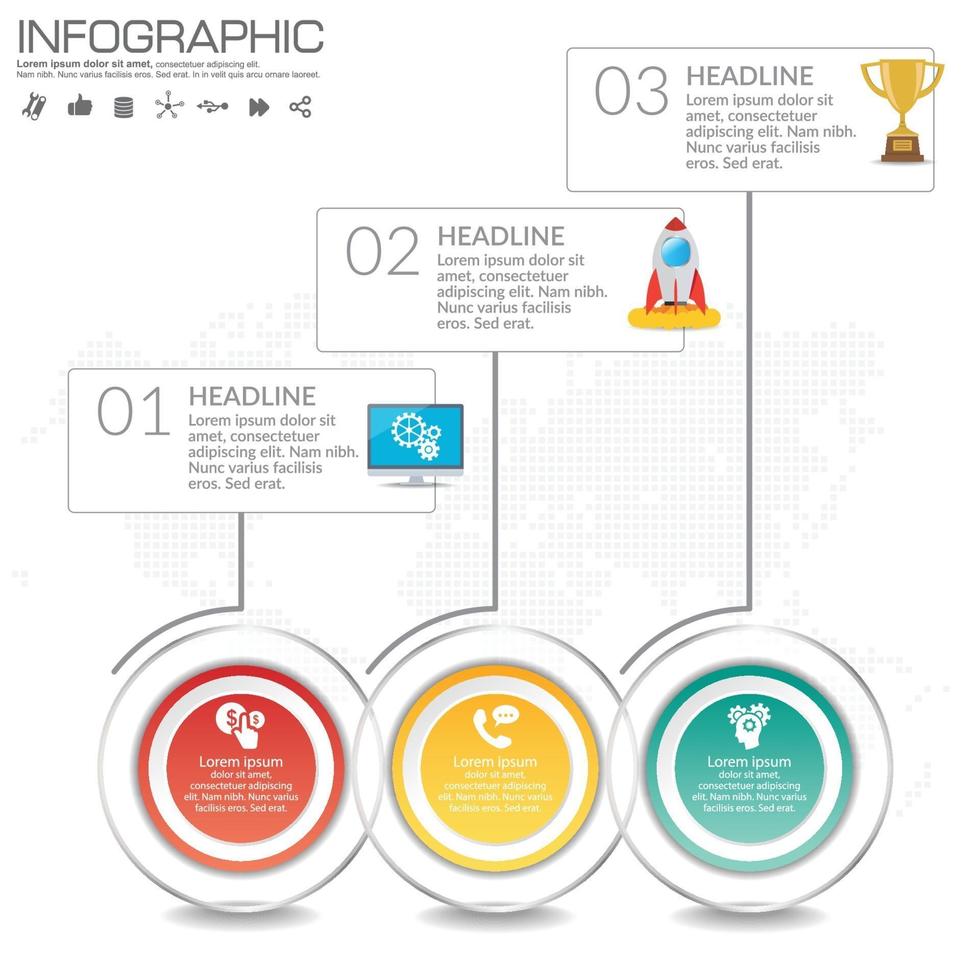 Business Infographic template with 3 options or steps. vector