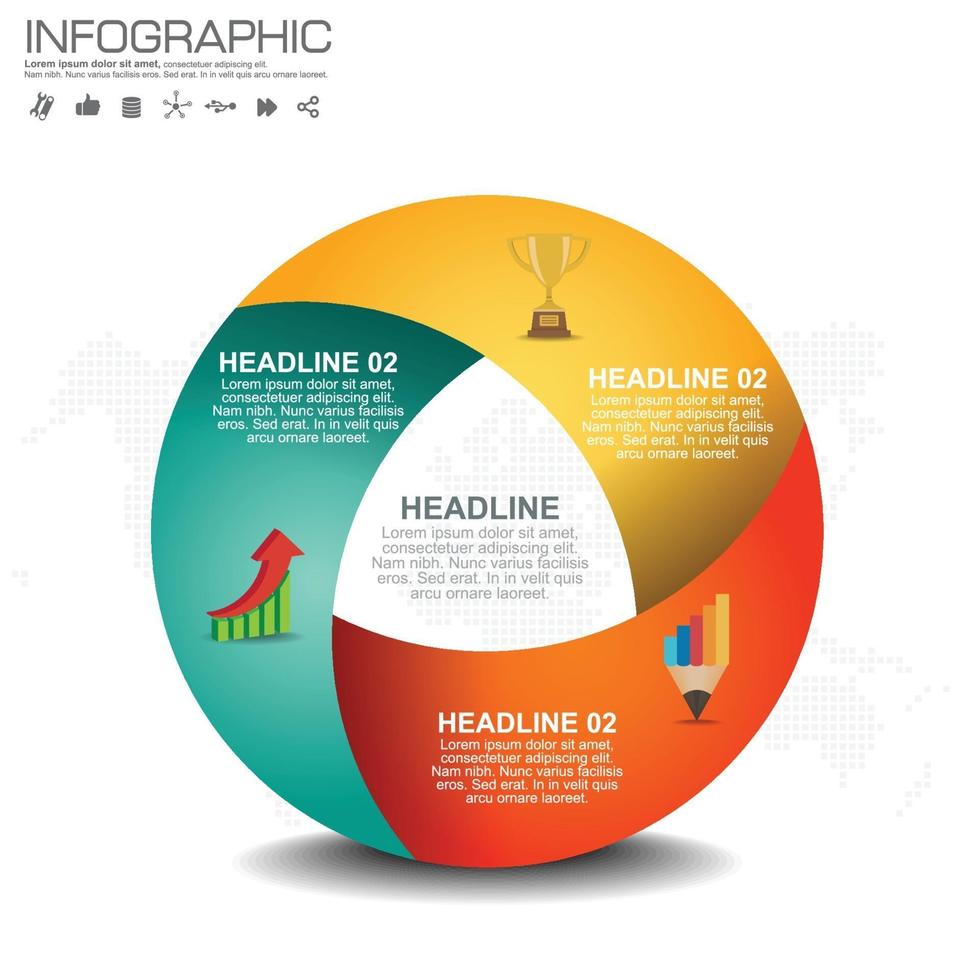 Plantilla de infografía empresarial con 3 opciones o pasos. vector