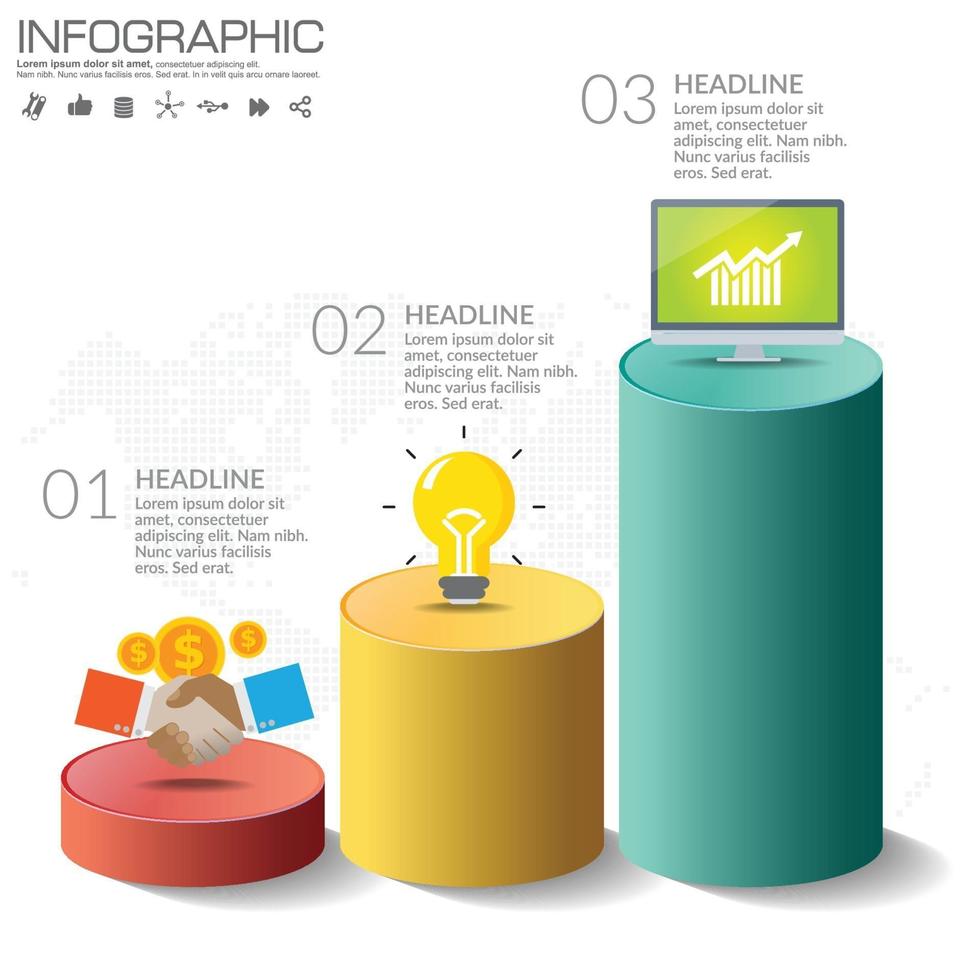 Business Infographic template with 3 options or steps. vector