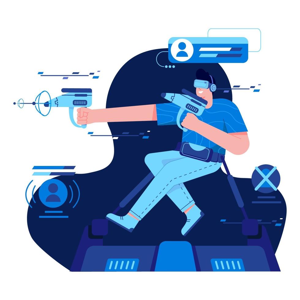 Play VR game flat illustration vector