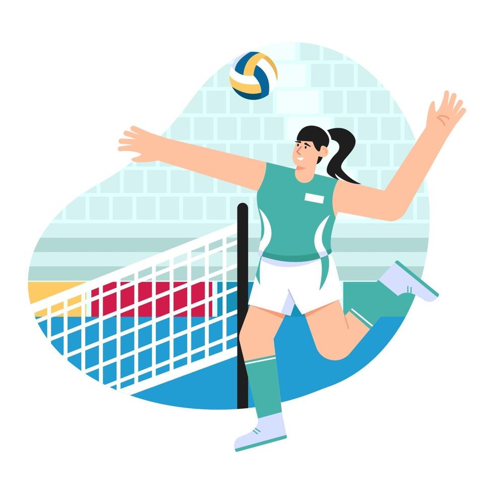 Ilustración plana de voleibol vector