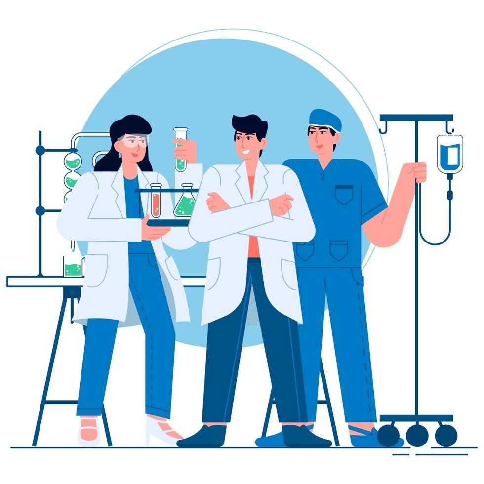 Medical doctors and nurses flat illustration vector