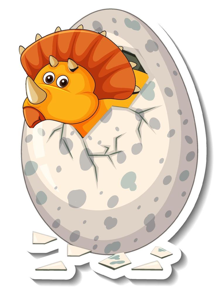 A sticker template with baby dinosaur hatching from an egg vector