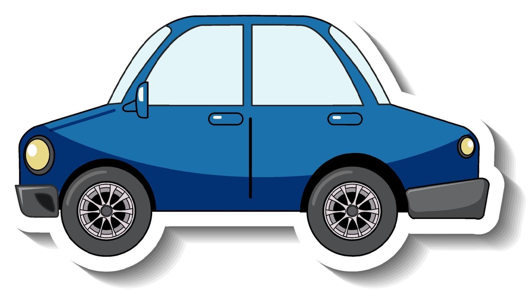 Sticker template with a blue car isolated vector