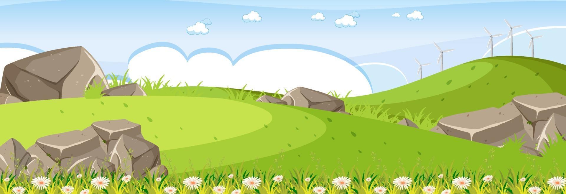 Panorama landscape scene with blank meadow vector