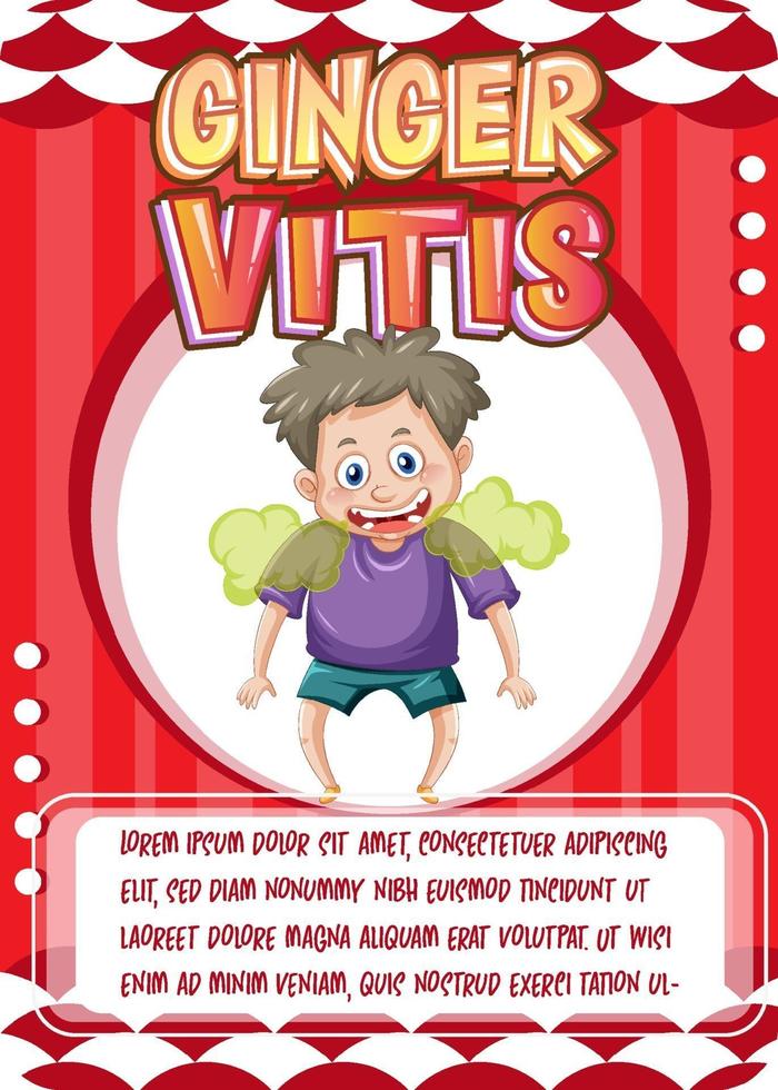 plantilla de tarjeta de juego de personajes con palabra jengibre vitis vector