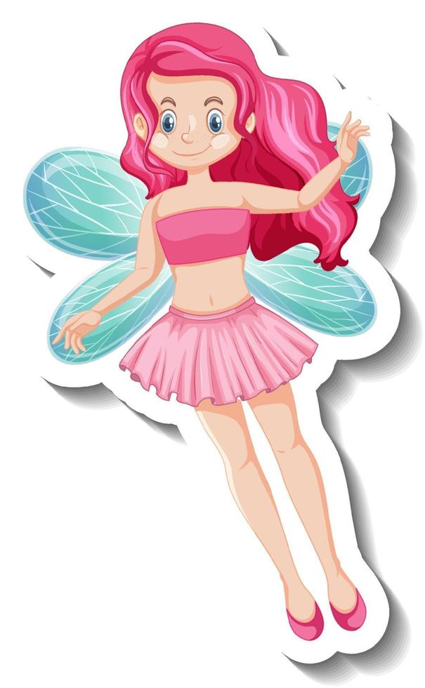 A sticker template with beautiful fairy cartoon character vector