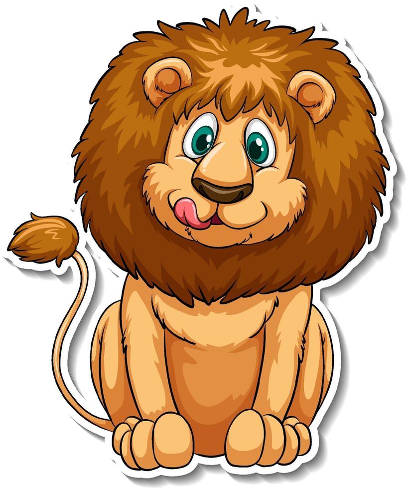 A sticker template of lion cartoon character vector