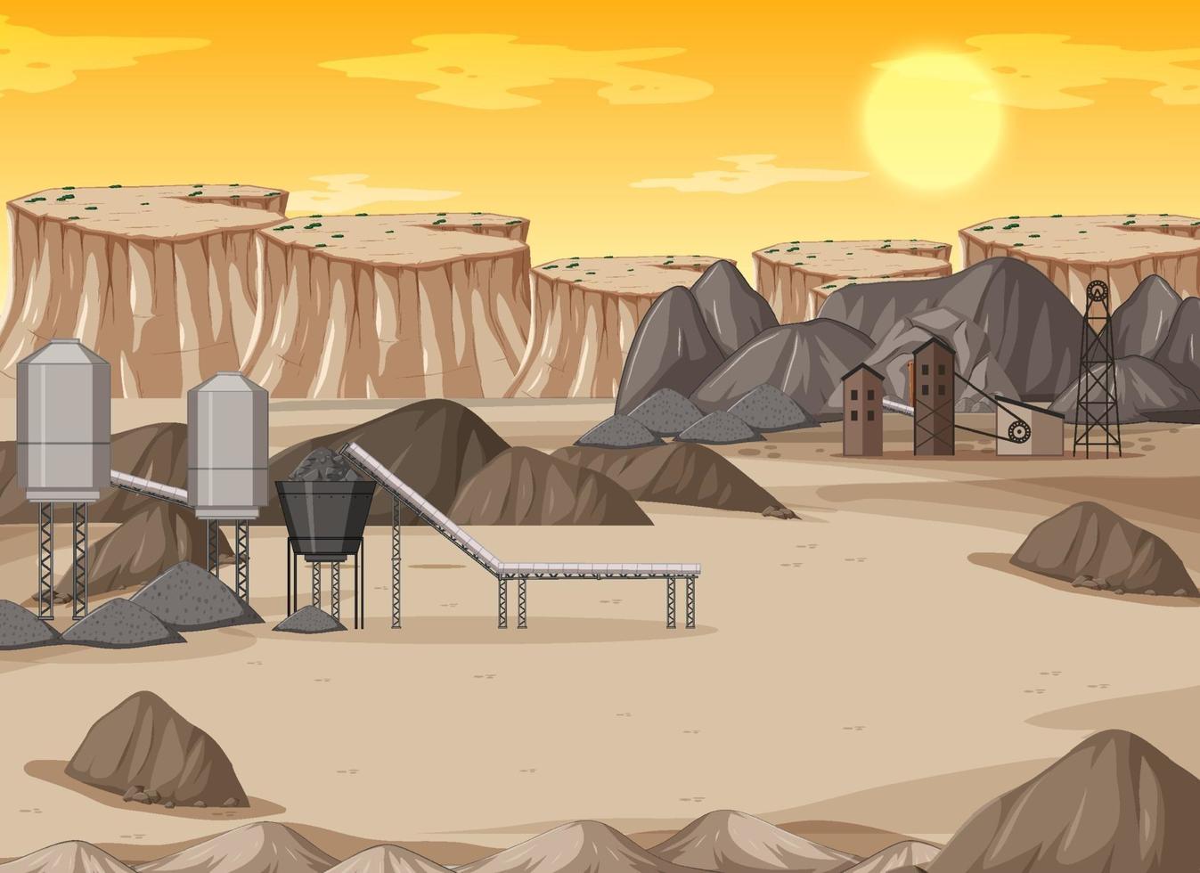 Landscape of coal mining industry at daytime vector