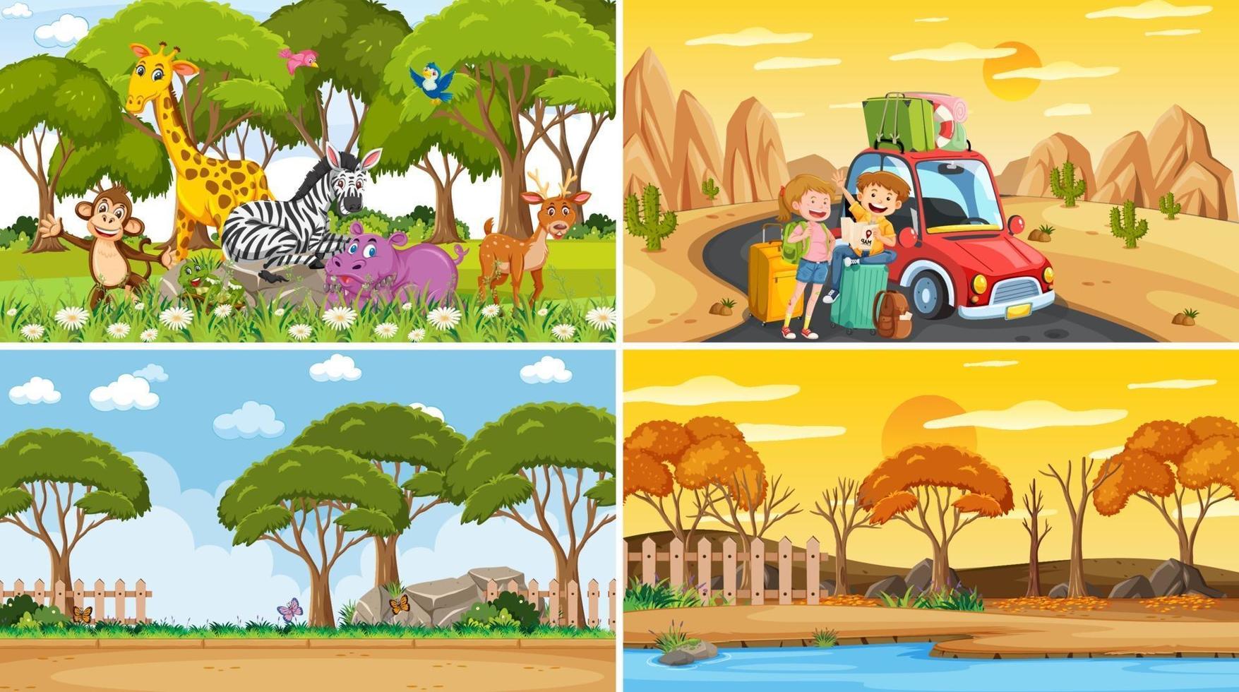 Different background scenes of nature in set vector