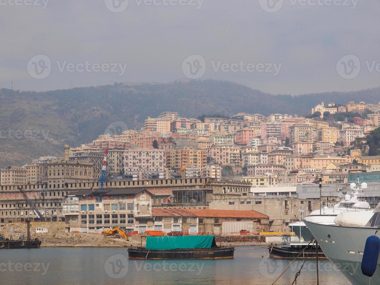 View of Genoa Italy from the sea photo