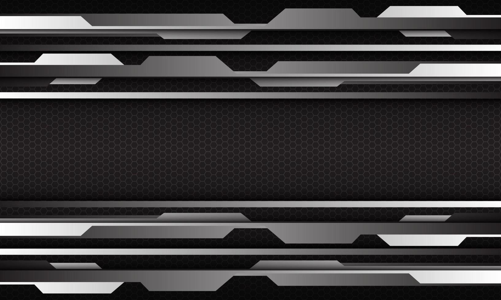 Abstract silver cyber geometric on hexagon mesh futuristic vector