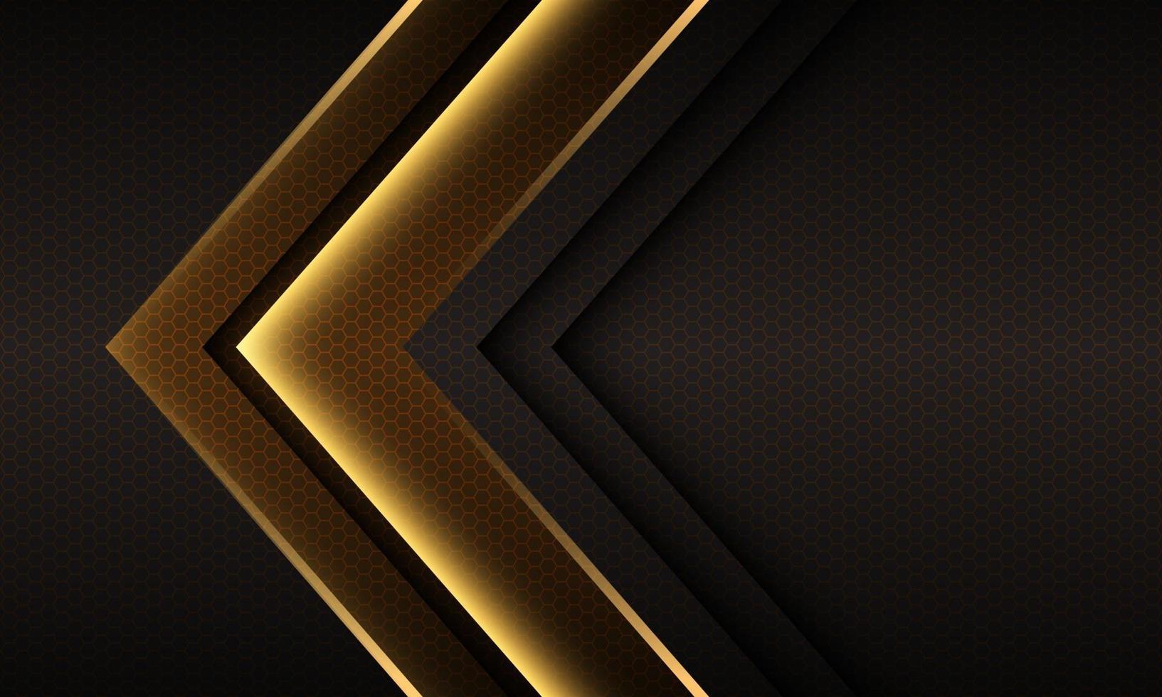 Abstract gold light arrow direction hexagon mesh design  futuristic vector