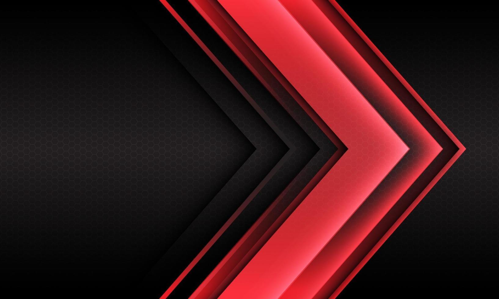 abstracto luz roja flecha dirección geométrica hexágono malla futurista vector