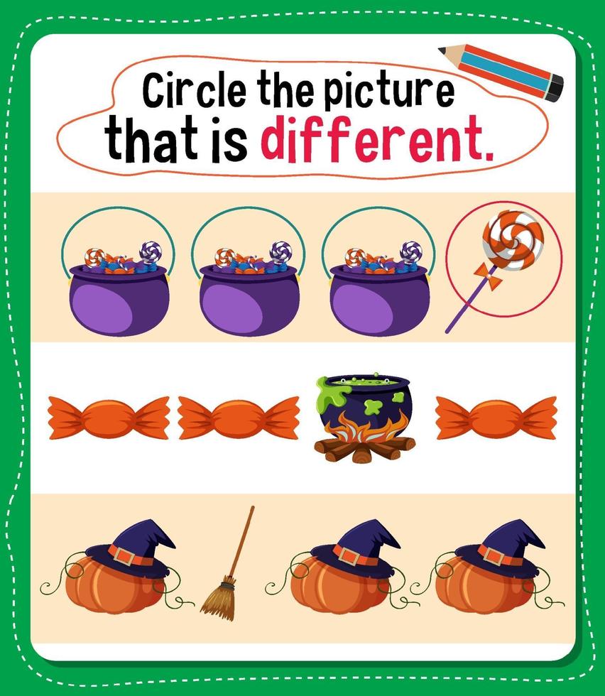 Circle the picture that is different activity for kids vector