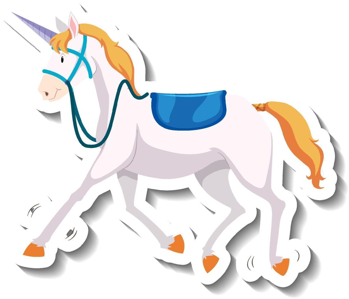 Cute unicorn standing pose on white background vector