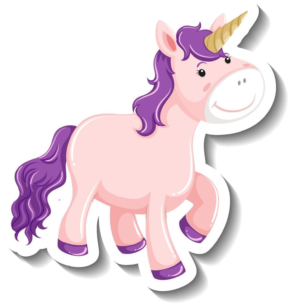 Cute unicorn standing pose on white background vector