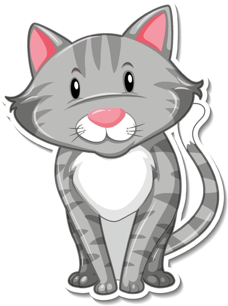 A sticker template of cat cartoon character vector