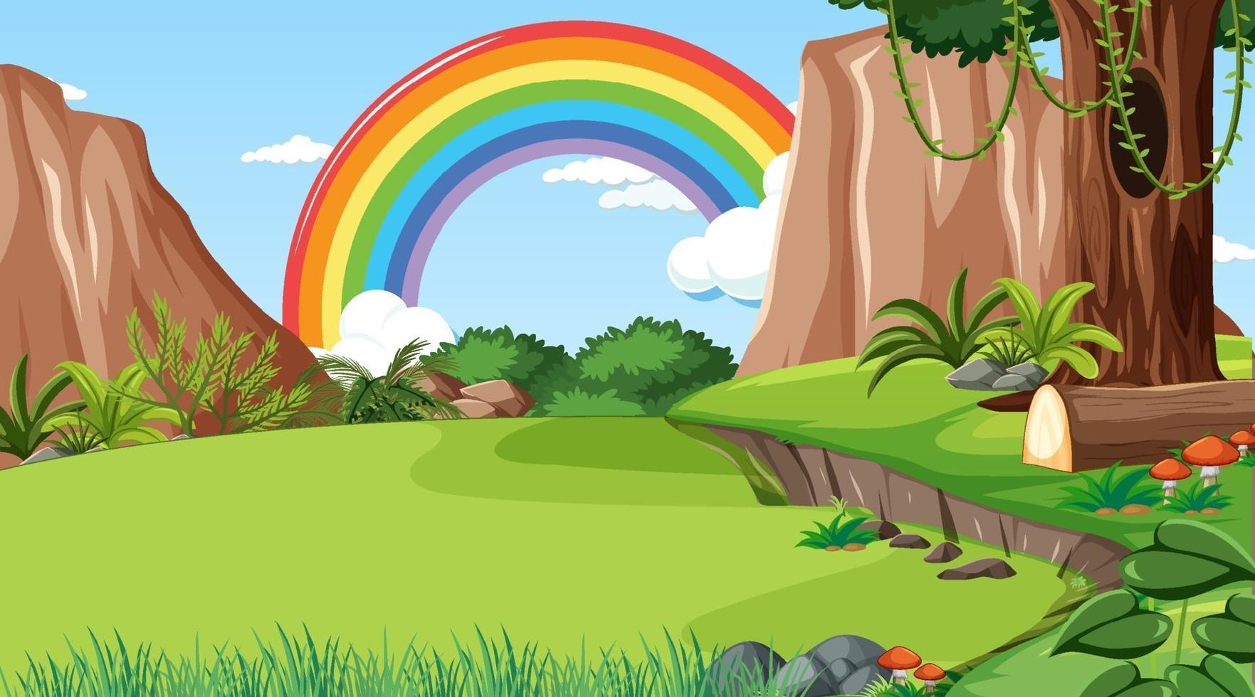 Nature scene background with rainbow in the sky 3274700 Vector Art at  Vecteezy