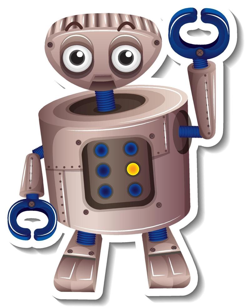 A sticker template with Robot toy cartoon character isolated vector