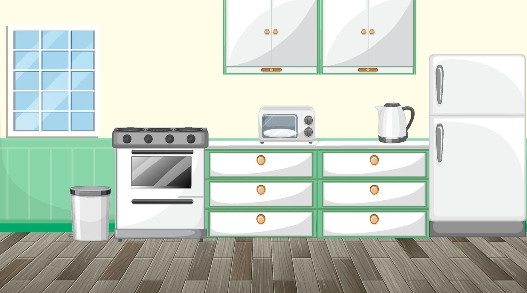 Diseño de interiores de cocina con muebles. vector