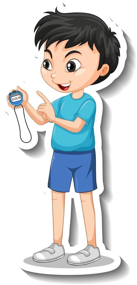 Sport coach boy holding a timer vector