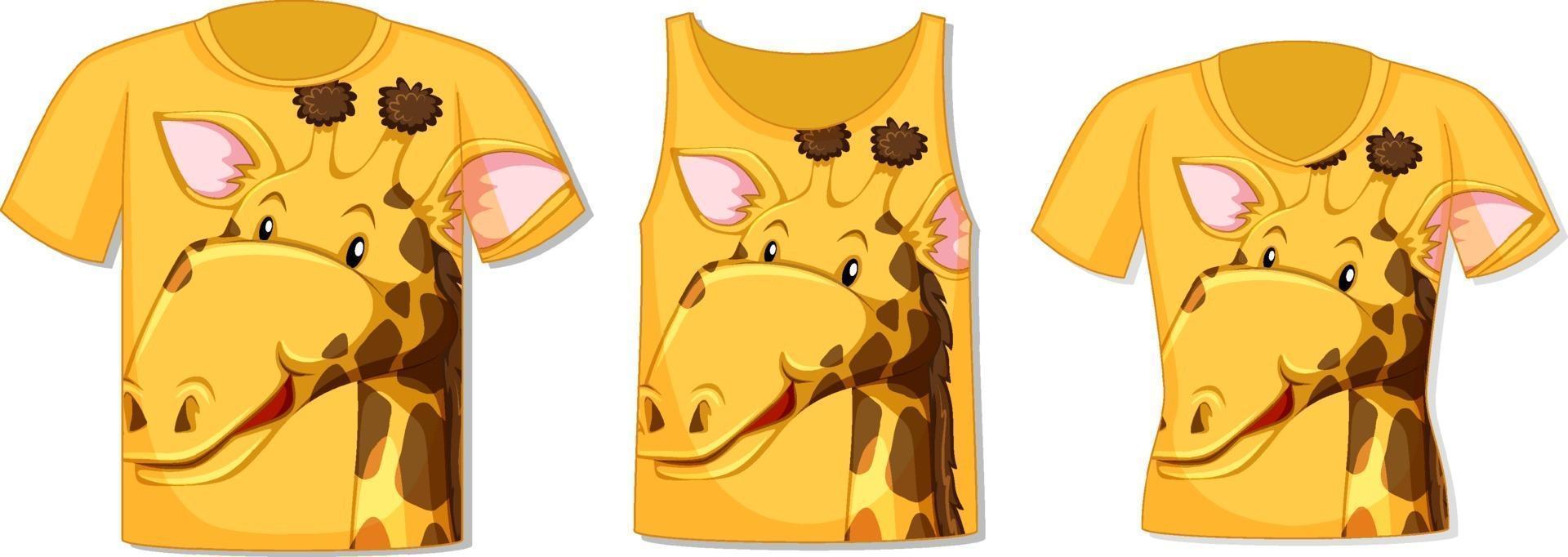 Different types of tops with giraffe pattern vector