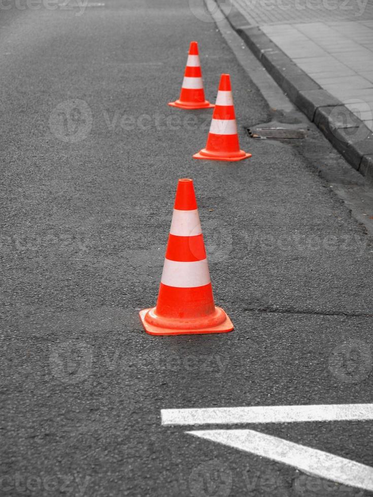 Traffic cones in the stree photo