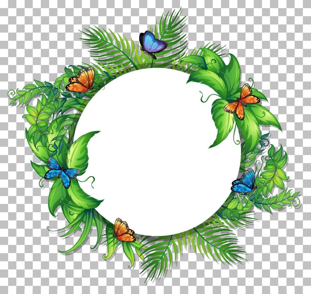 Round frame with tropical leaves vector