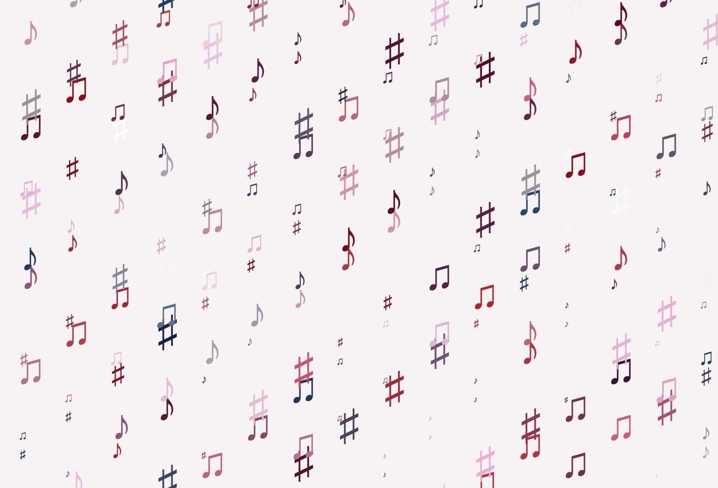 Light Blue, Red vector background with music symbols.