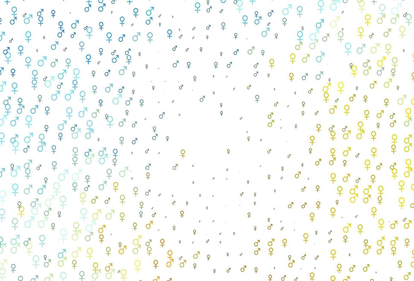 Light blue, yellow vector template with man, woman symbols.