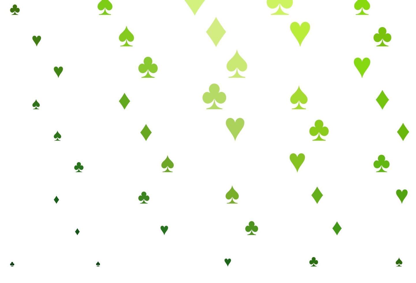 Fondo de vector verde claro con signos de tarjetas.