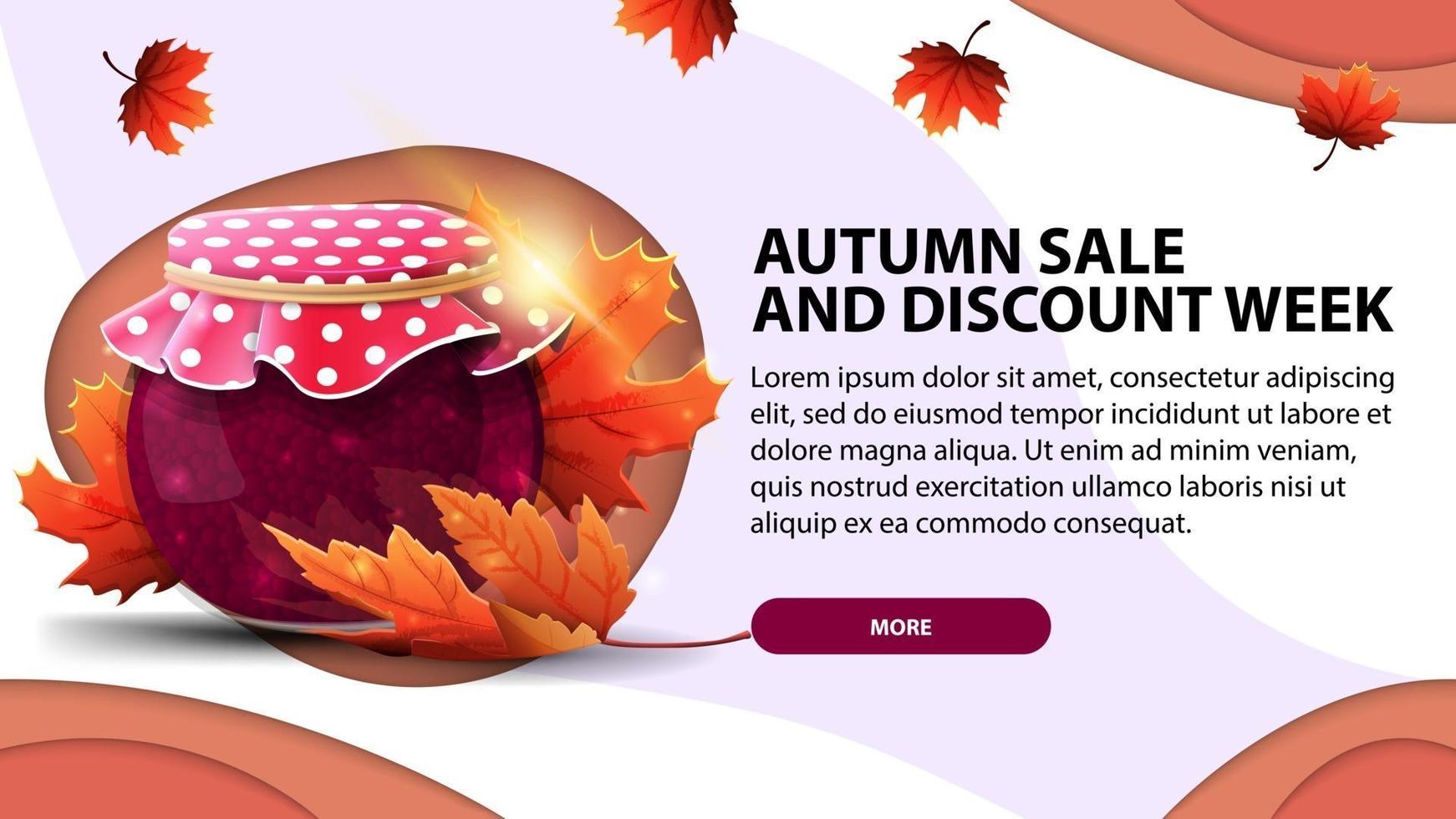 Autumn sale the week of discounts, banner in paper cut style vector