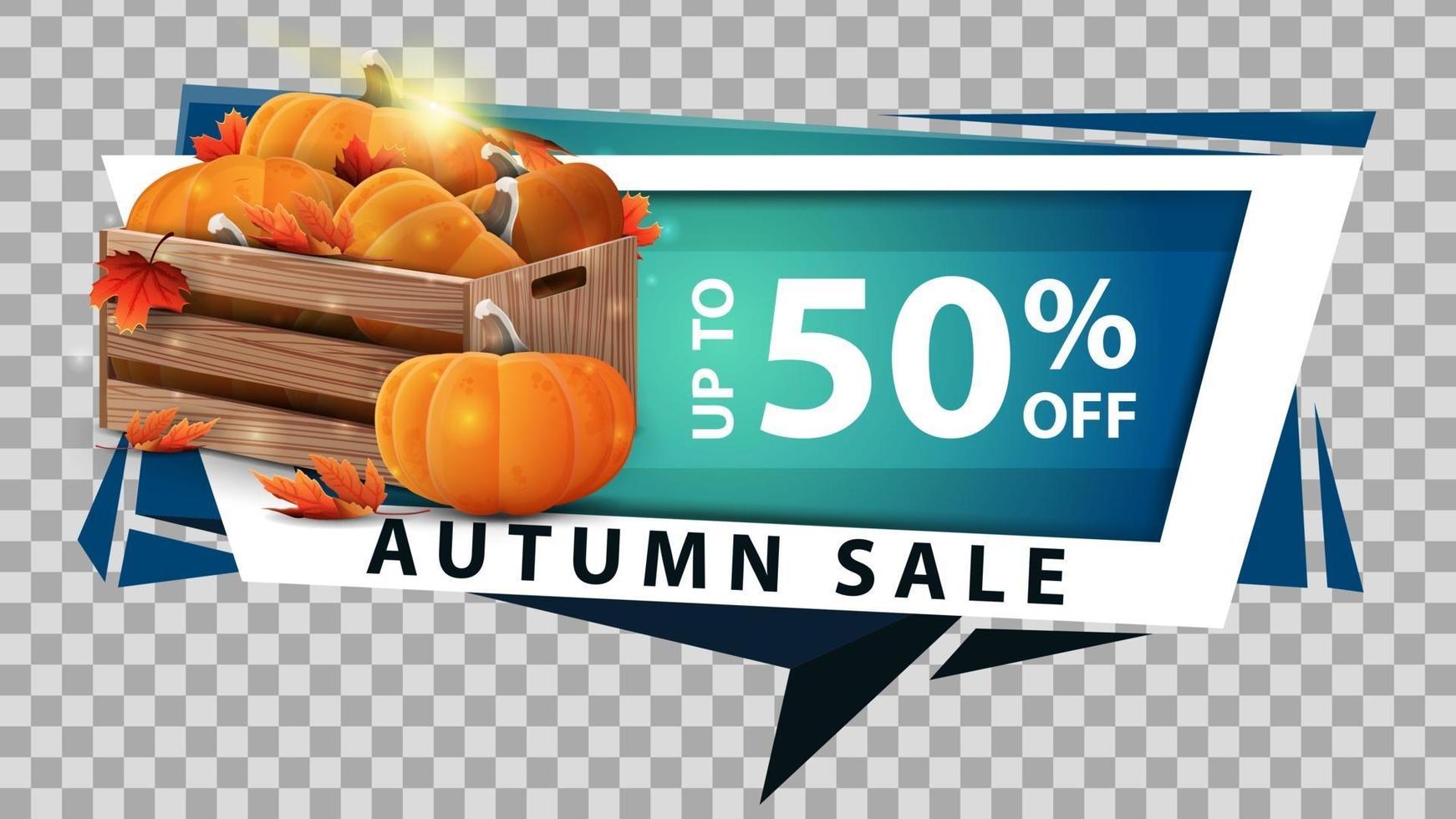 Autumn discount web banner in geometric style vector