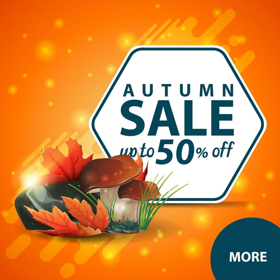 Autumn sale, square discount web banner for your website vector