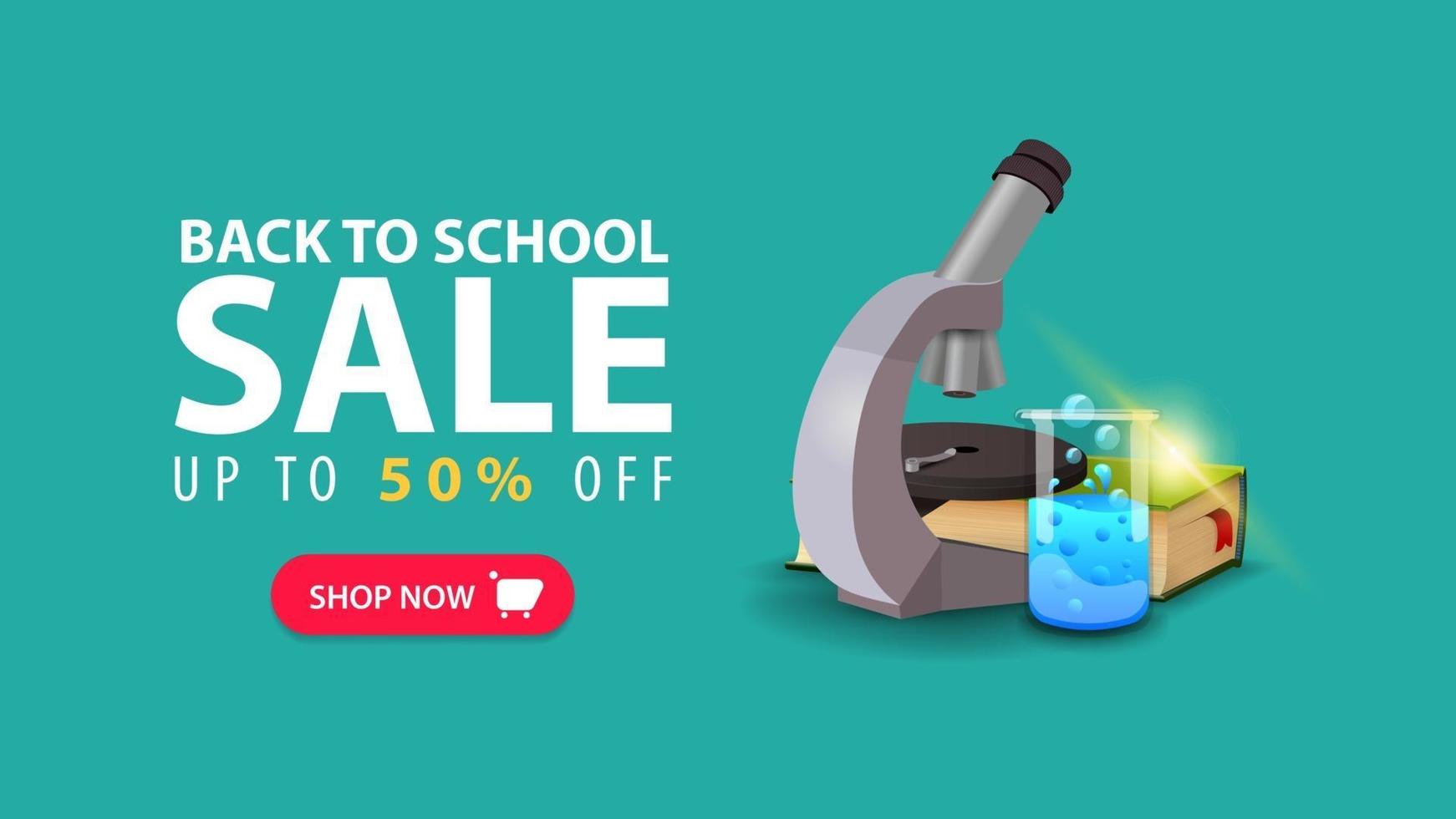 Back to school, discount web banner in minimalist style vector