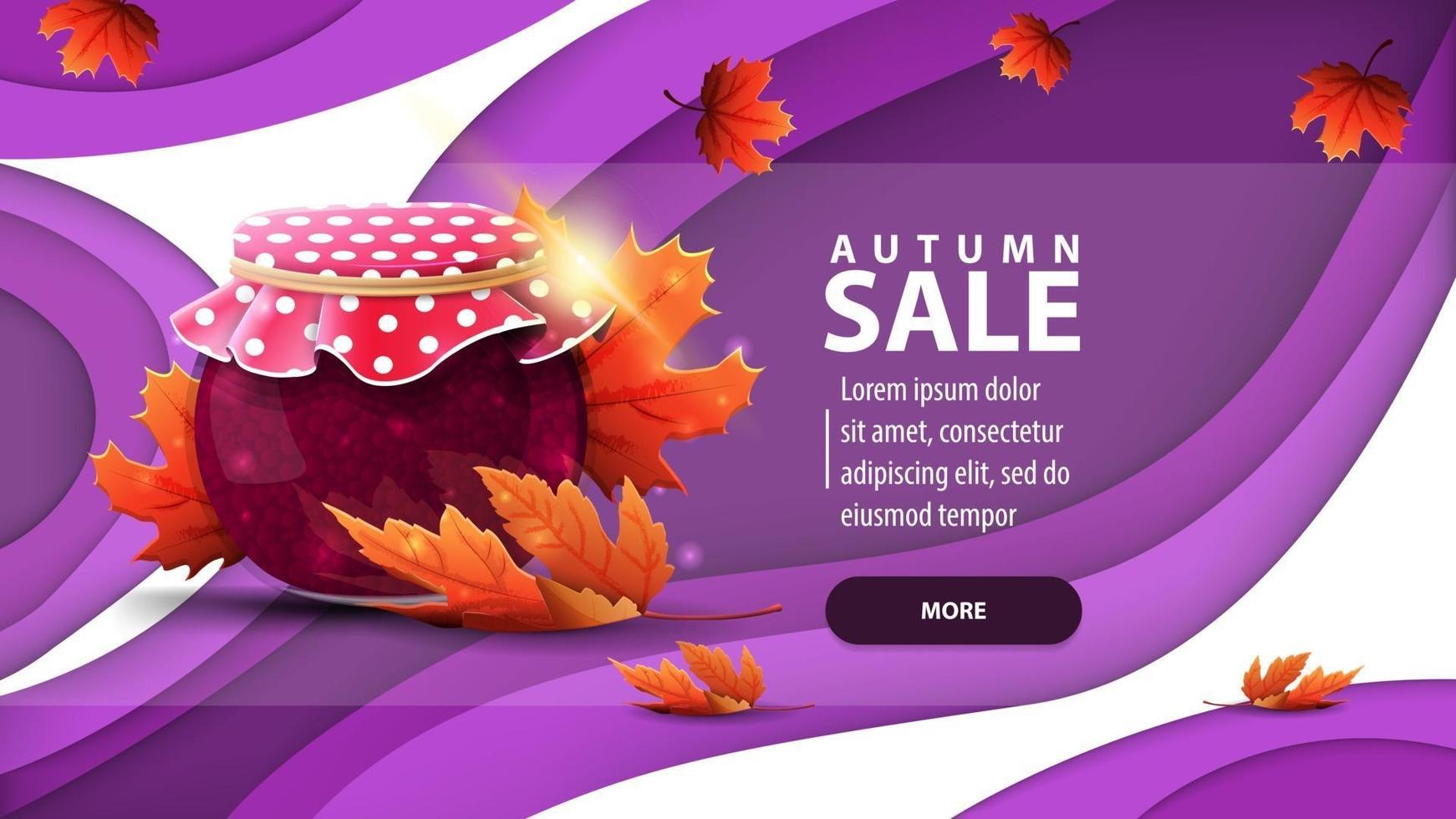 Venta de otoño, banner web moderno en estilo de corte de papel. vector