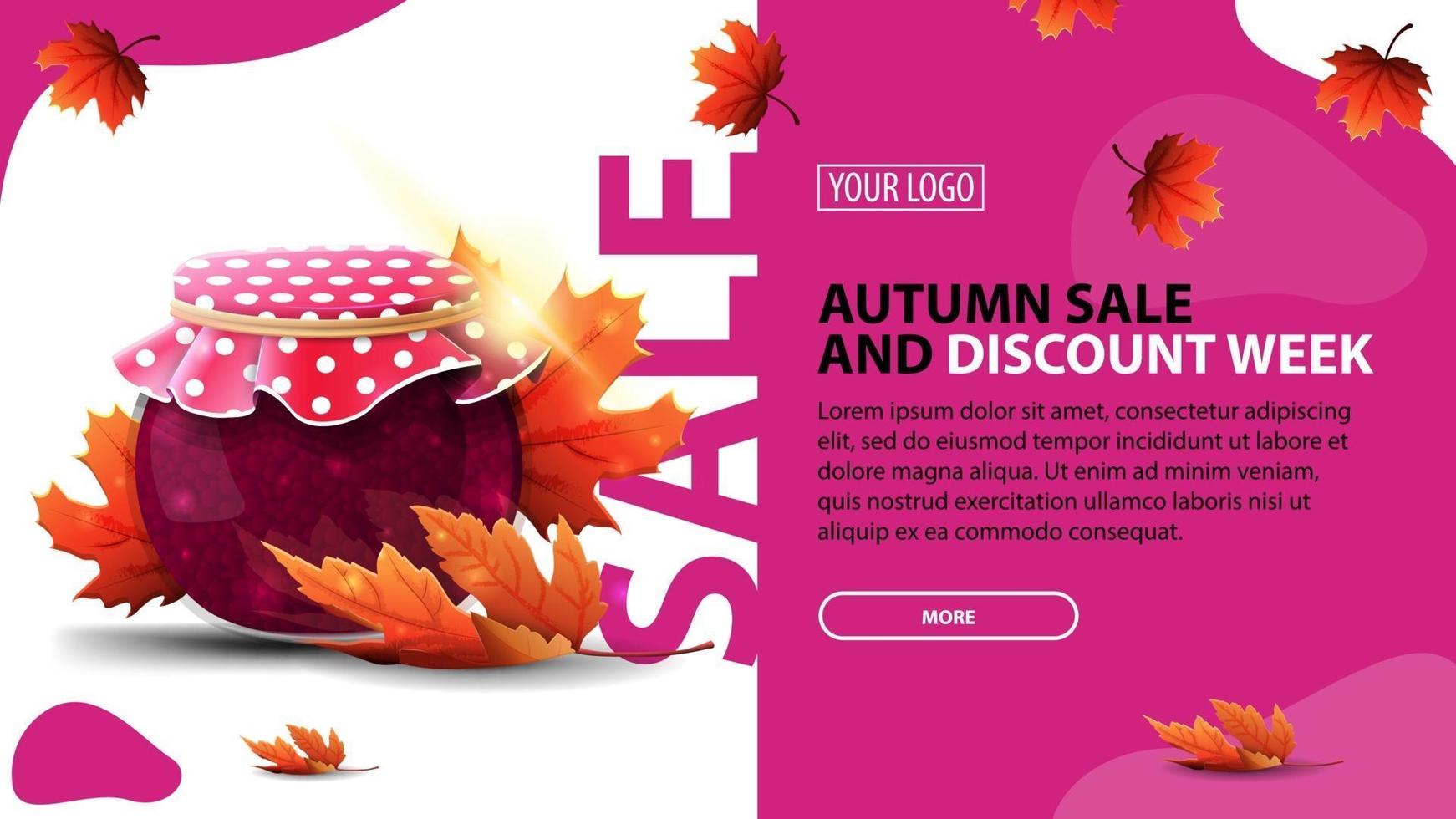 Autumn sale and discount week, horizontal discount banner vector