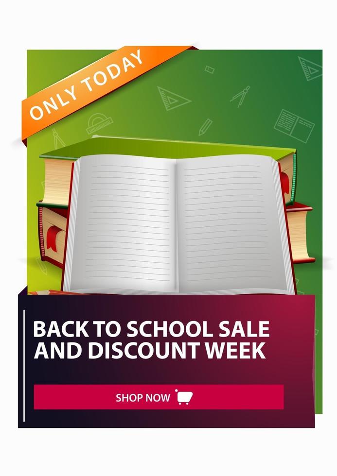 Back to school and discount week, discount vertical web banner vector