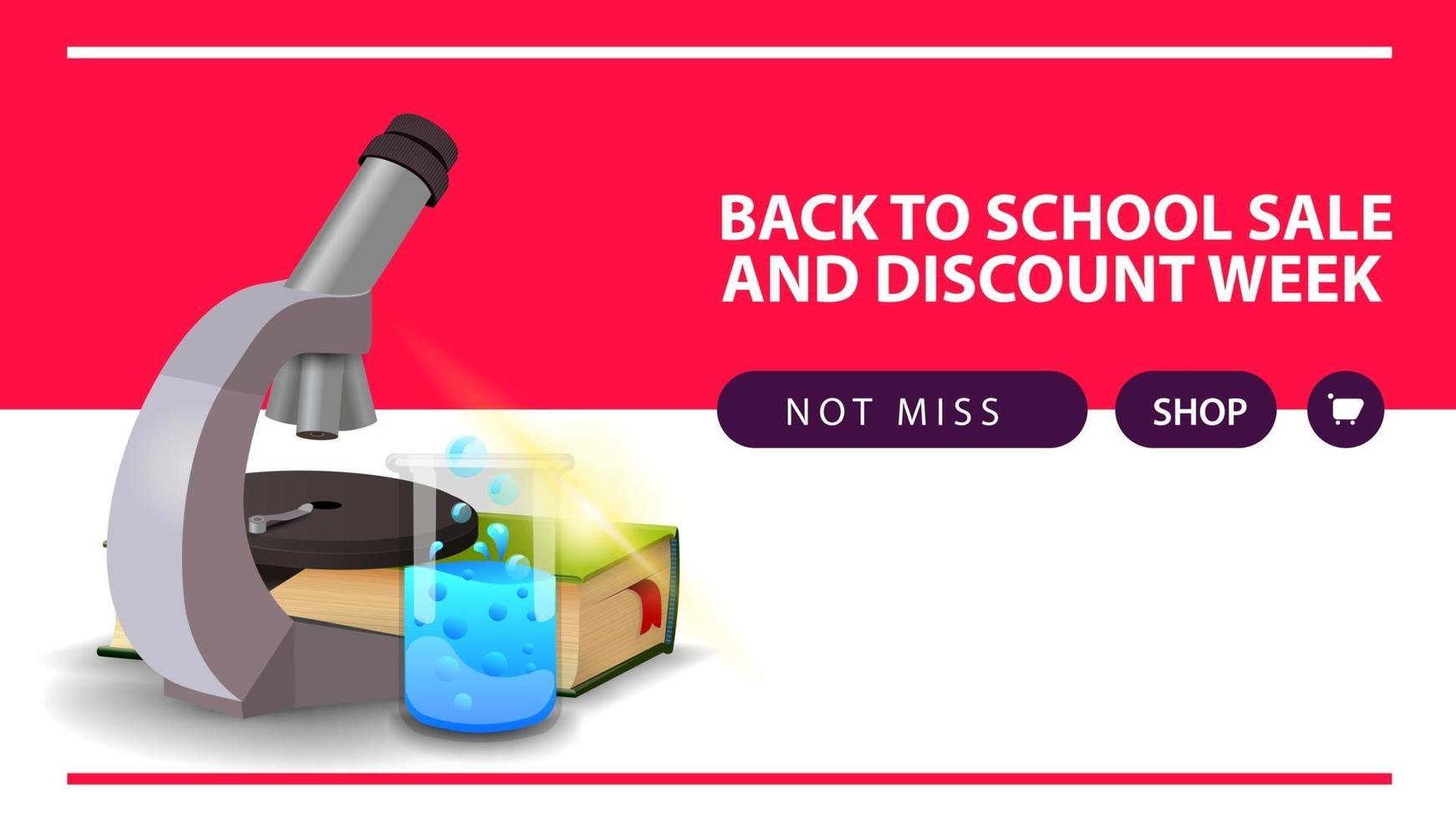 Back to school and discount week, horizontal discount web banner vector