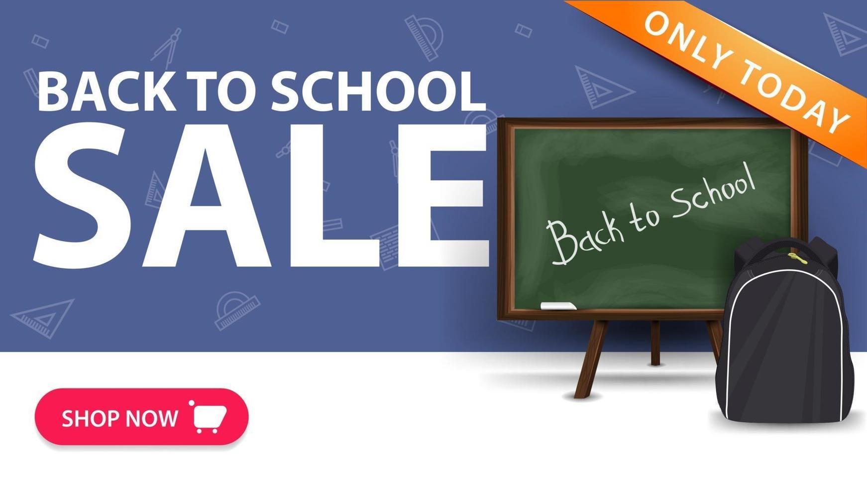 Back to school sale, modern discount banner with button vector