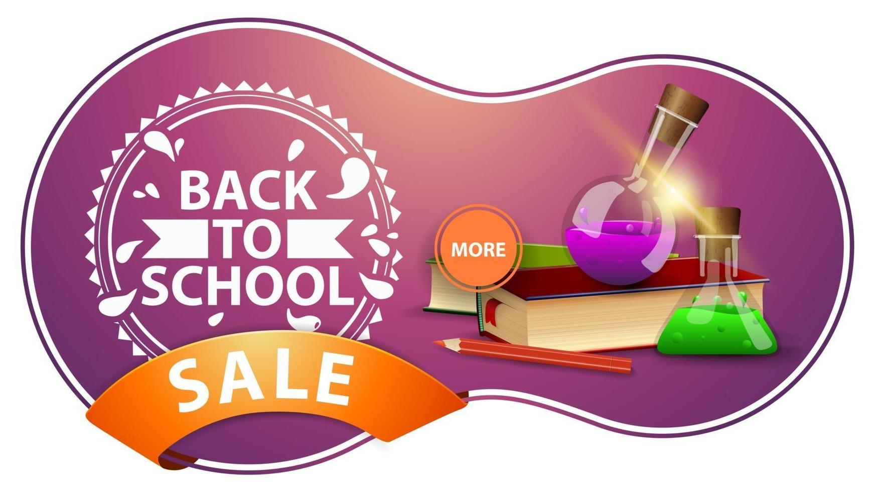 Back to school sale, modern pink discount banner vector