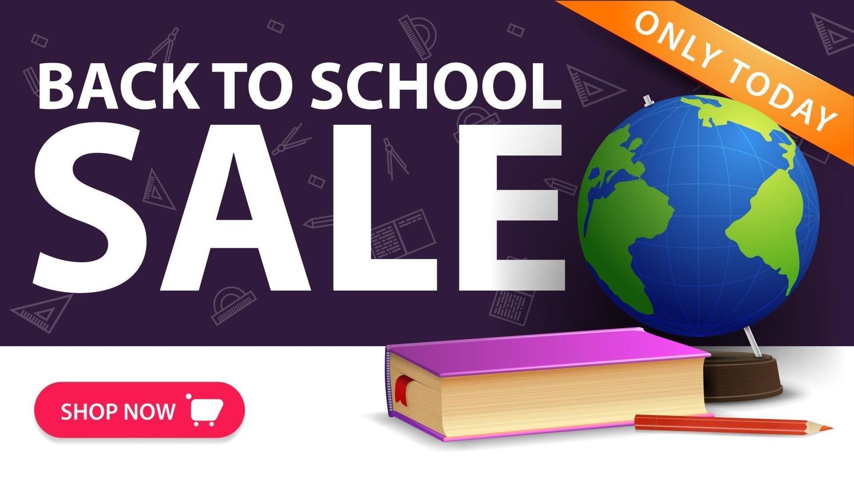 Back to school sale, modern discount banner with button vector