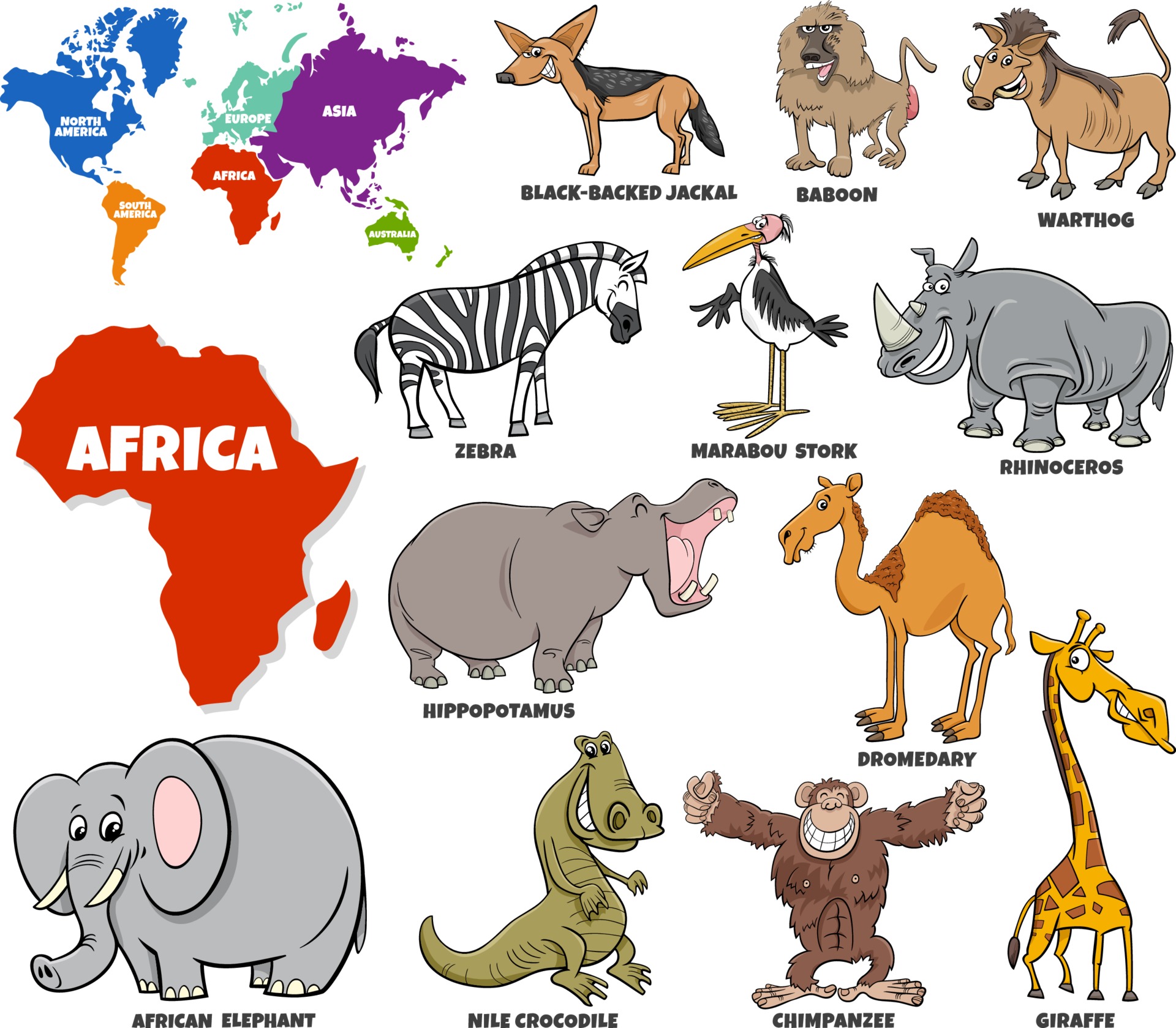 educational illustration of cartoon African animals set 3275607 Vector Art at Vecteezy educational illustration of cartoon African animals set 3275607 Vector Art at Vecteezy