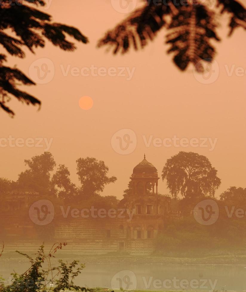 Yamuna river building at sunrise photo