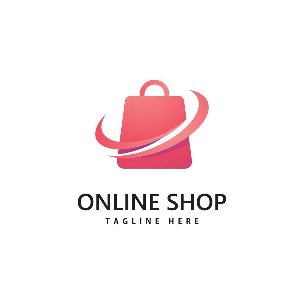 logotipo de la tienda de bolsas de compras. diseño de logotipo de compras online vector