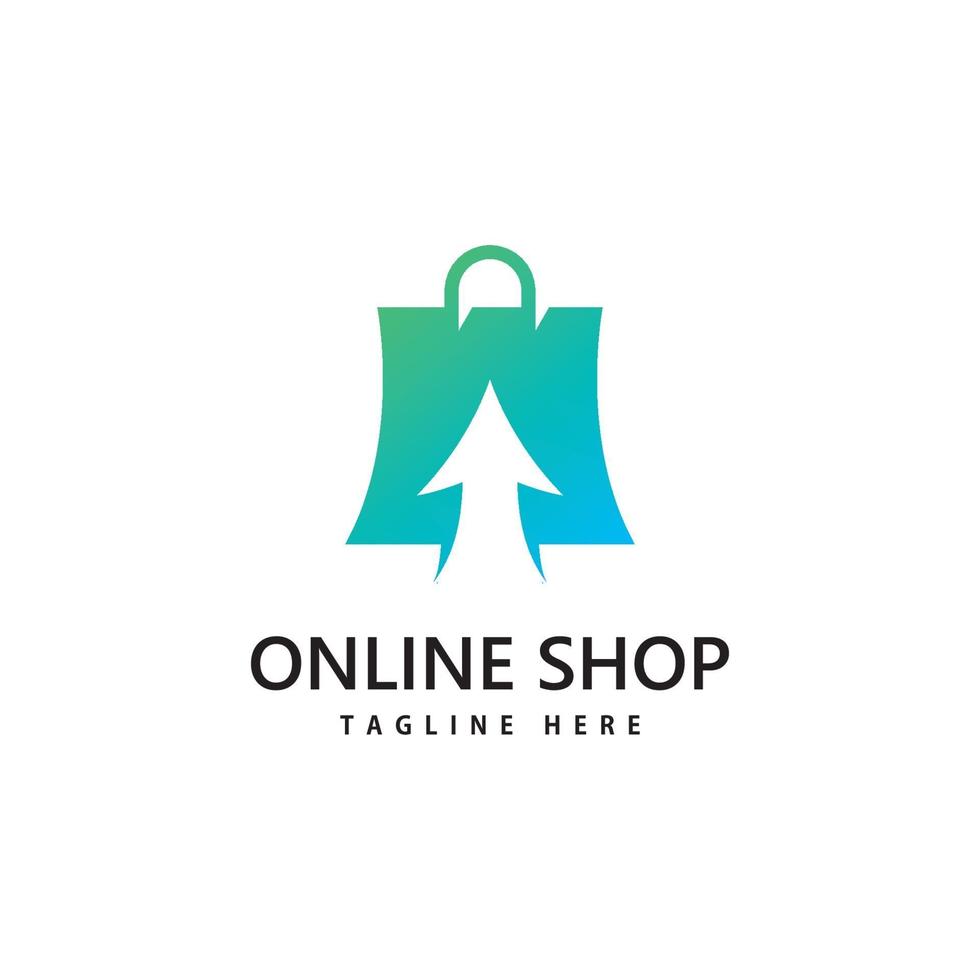 shopping bag store logo. online shopping logo design vector